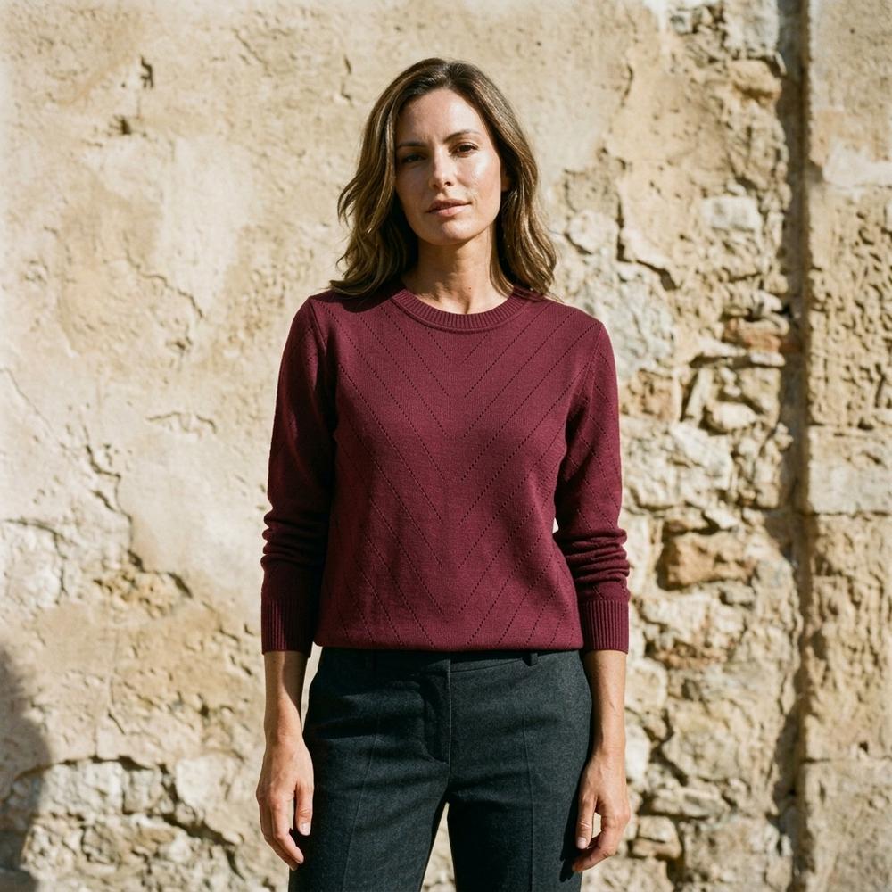 Madline24 - Raram | Langärmliger Strukturierter Pullover Damen