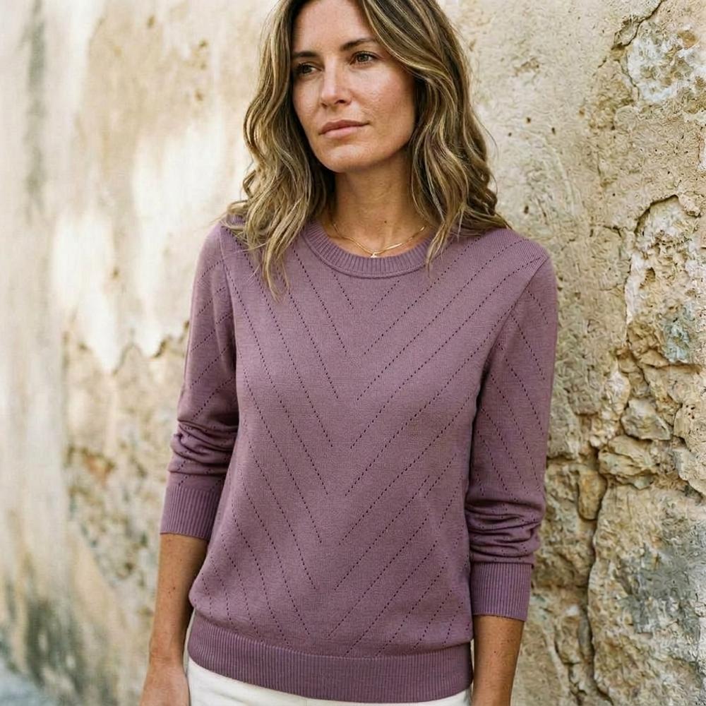 Madline24 - Raram | Langärmliger Strukturierter Pullover Damen