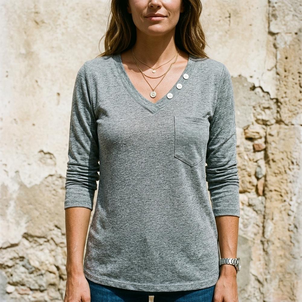 Madline24 - Yotir | Langärmliges Geknöpftes Shirt Damen