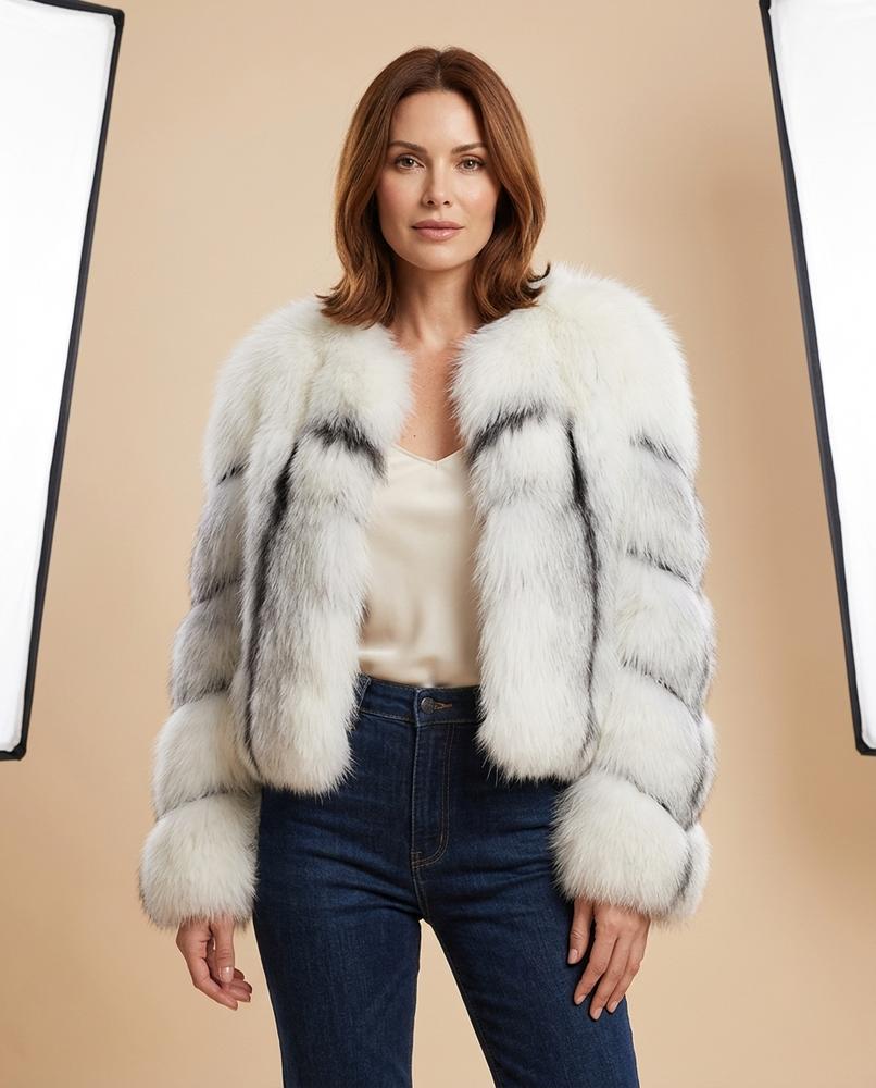 Madline24 - Nomor | Pelzig Gestreift Jacke Damen