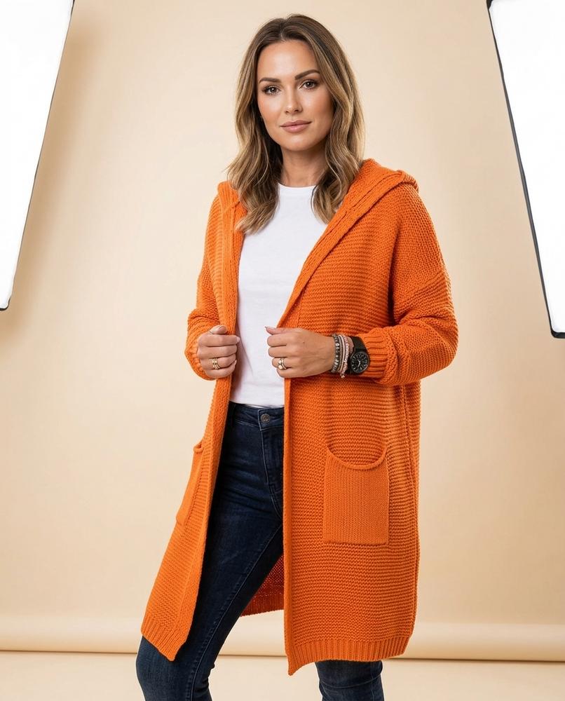 Madline24 - Zaram | Lange Gestrickte Strickjacke Damen