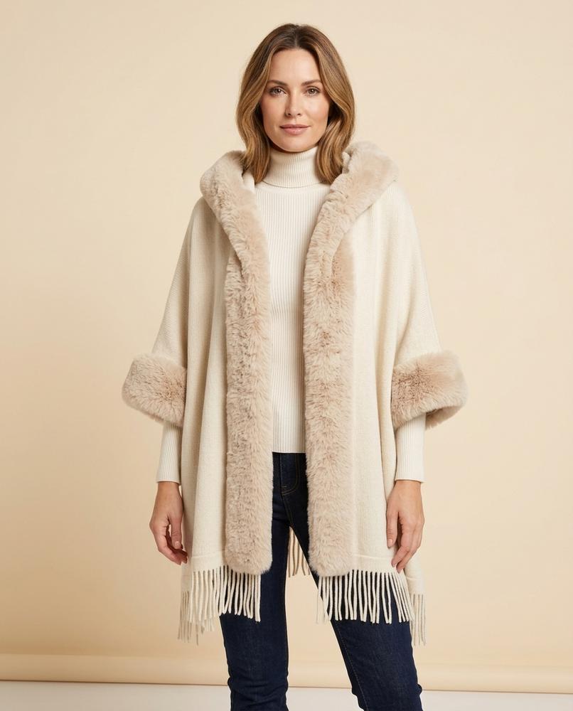 Madline24 - Ralev | Pelzbesetzter Strick Mantel Damen