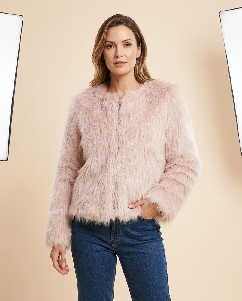 Madline24 - Vesen | Langhaarig Kragenlos Jacke Damen