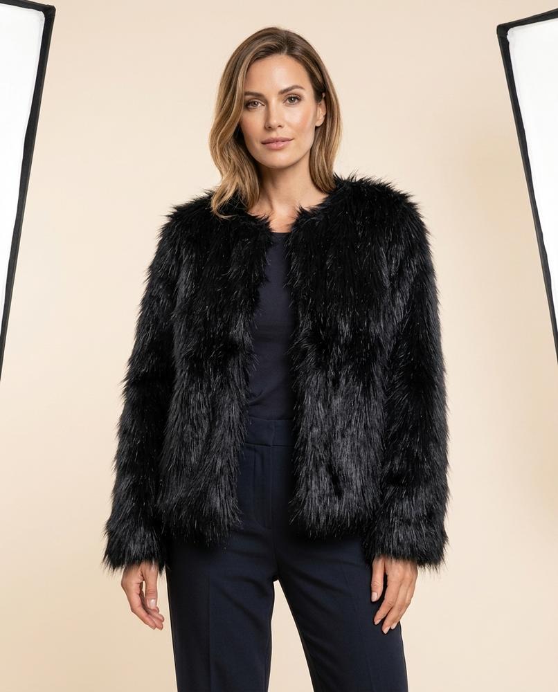 Madline24 - Vesen | Langhaarig Kragenlos Jacke Damen