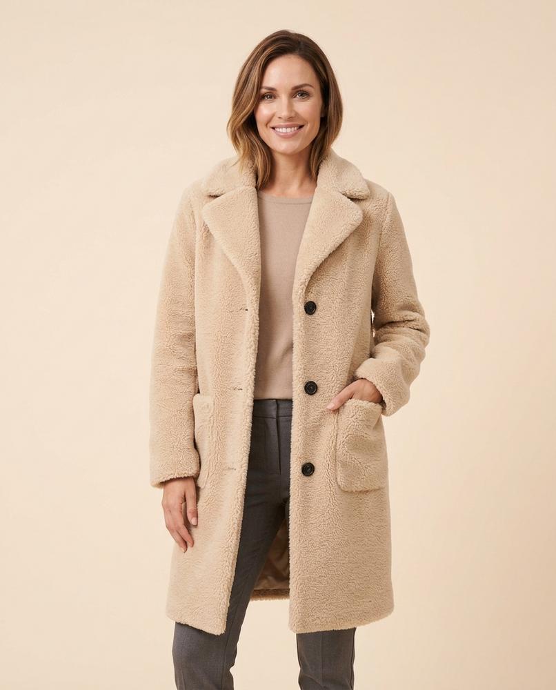 Madline24 - Calen | Plüschig Hochgeschlossen Mantel Damen