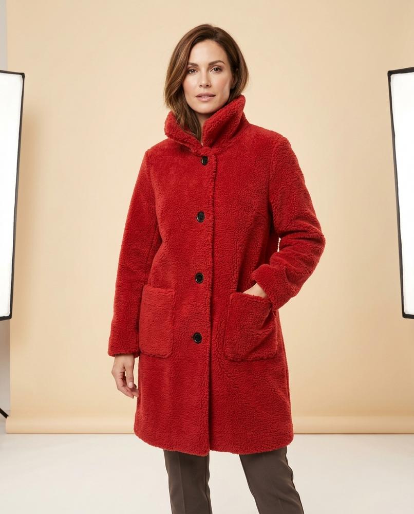 Madline24 - Calen | Plüschig Hochgeschlossen Mantel Damen
