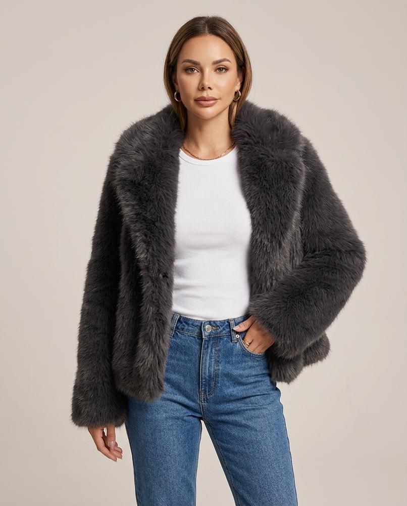 Madline24 - Kevar | Flauschig Langärmelig Jacke Damen