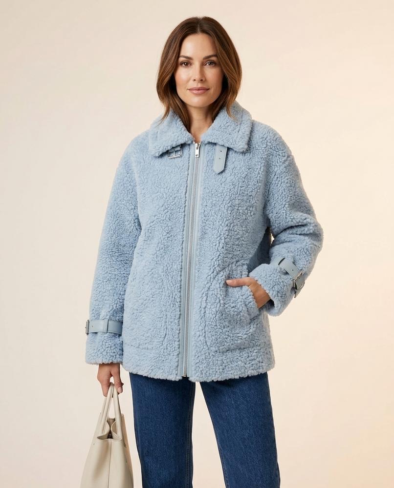 Madline24 - Tiran | Hochgeschlossene Plüschige Jacke Damen