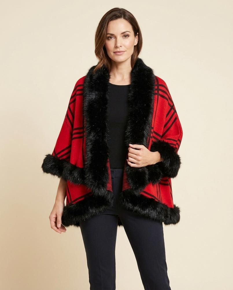 Madline24 - Alnav | Pelzbesetzter Karo Mantel Damen