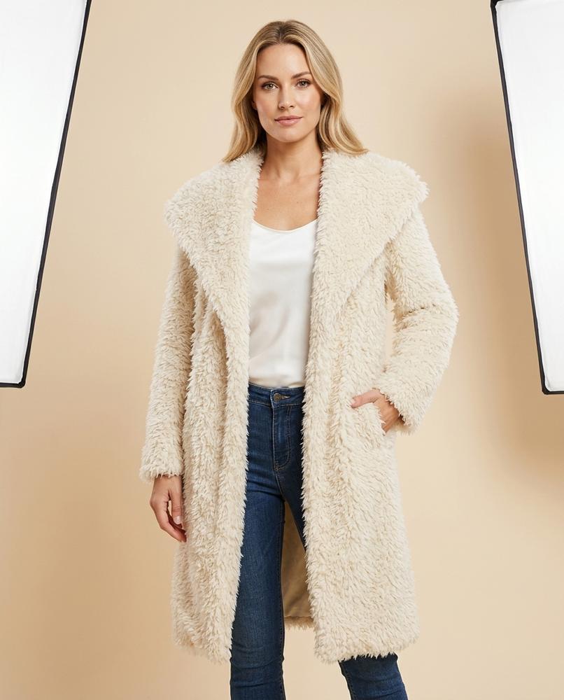 Madline24 - Sesen | Plüschig Verschlusslos Mantel Damen