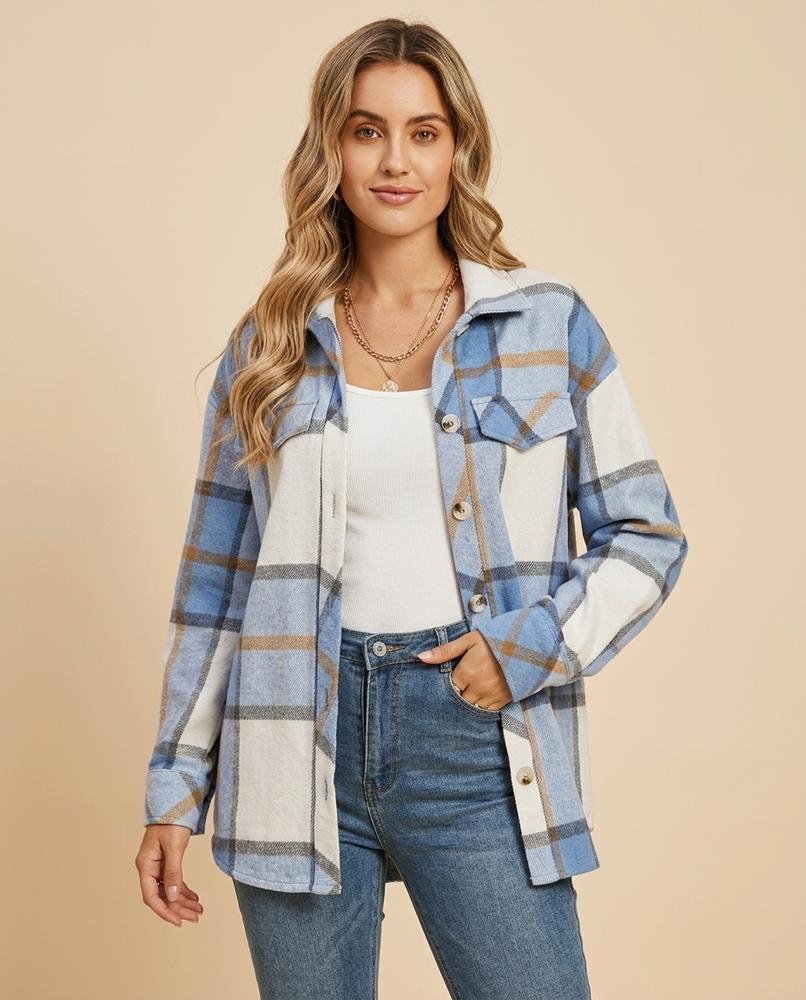 Madline24 - Ritor | Karierte Geknöpfte Jacke Damen