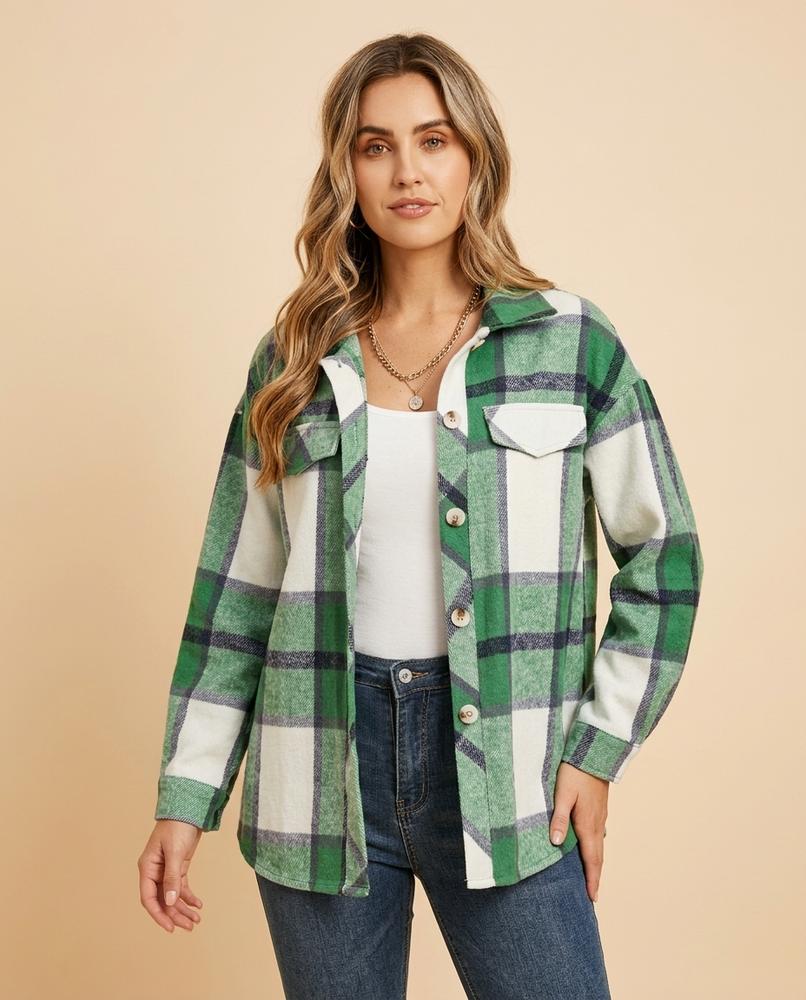 Madline24 - Ritor | Karierte Geknöpfte Jacke Damen