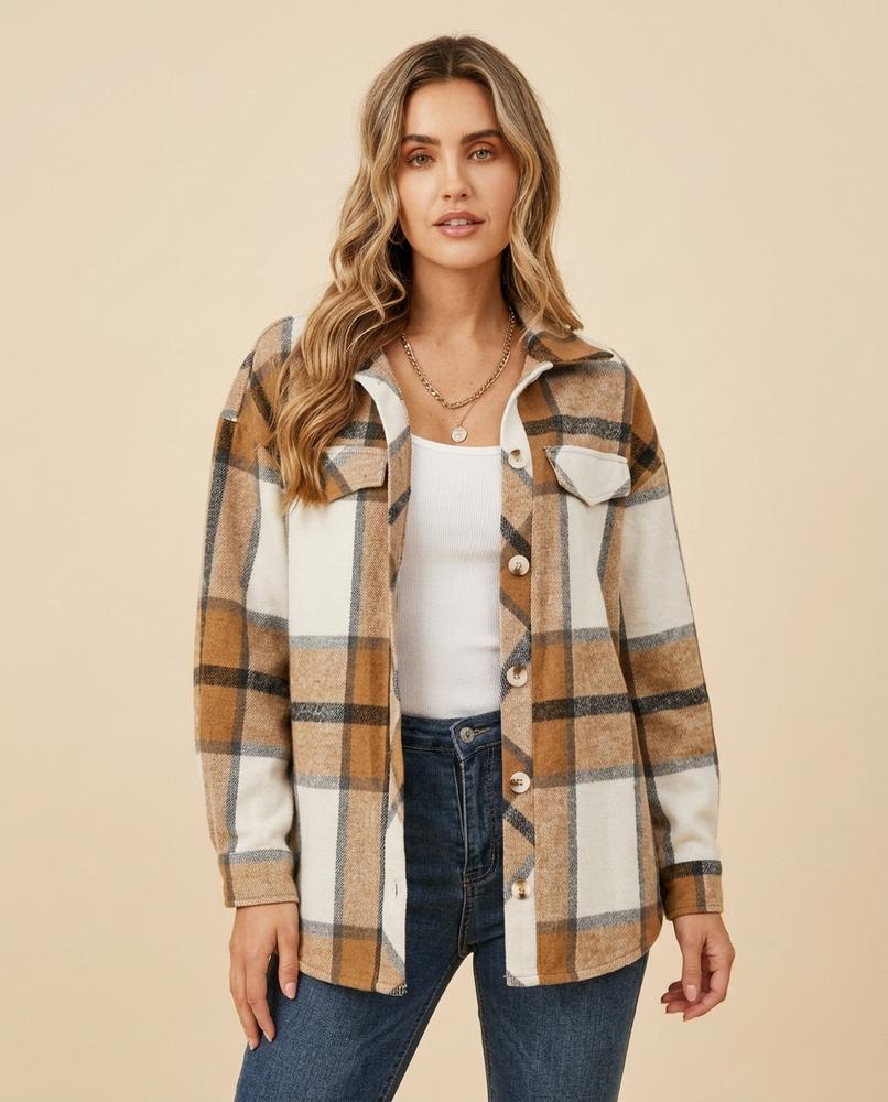 Madline24 - Ritor | Karierte Geknöpfte Jacke Damen