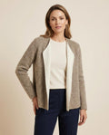 Madline24 - Taram | Offenkantiger Zweifarbiger Cardigan Damen