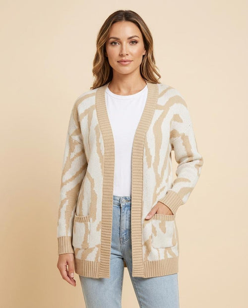 Madline24 - Damar | Offener Gemusterter Cardigan Damen