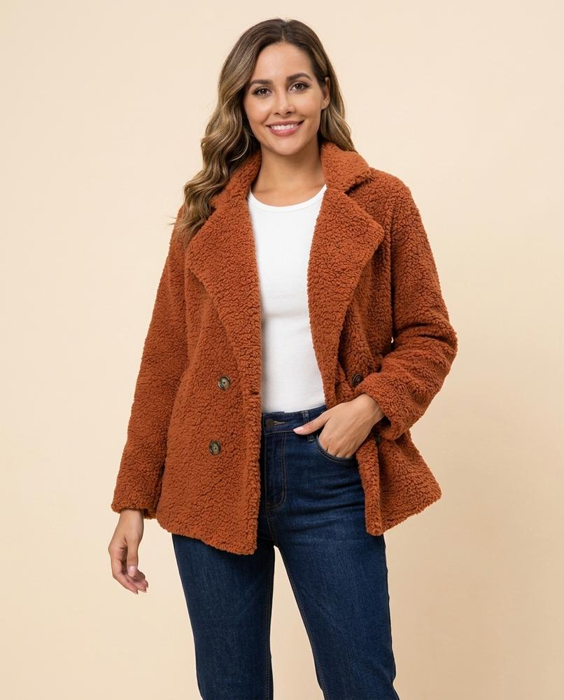 Madline24 - Lomon | Doppelreihig Strukturiert Jacke Damen