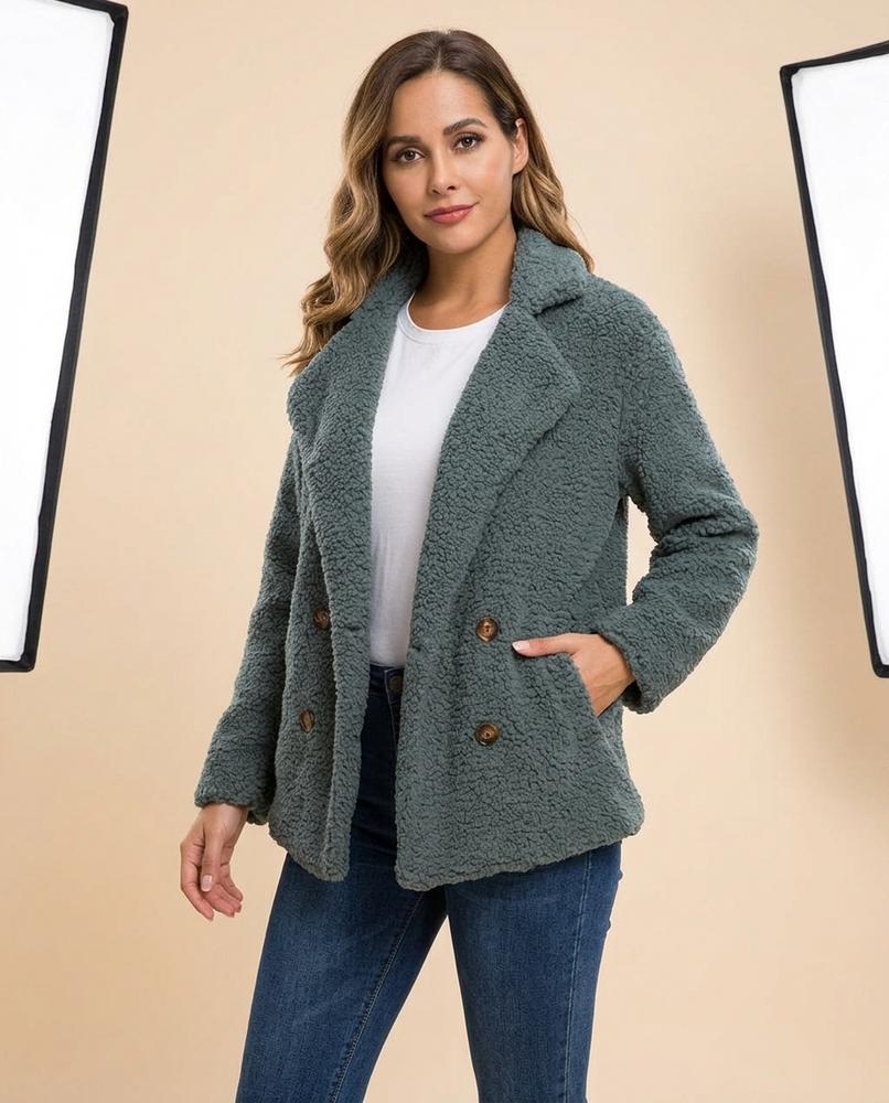 Madline24 - Lomon | Doppelreihig Strukturiert Jacke Damen