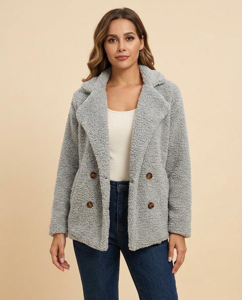 Madline24 - Lomon | Doppelreihig Strukturiert Jacke Damen