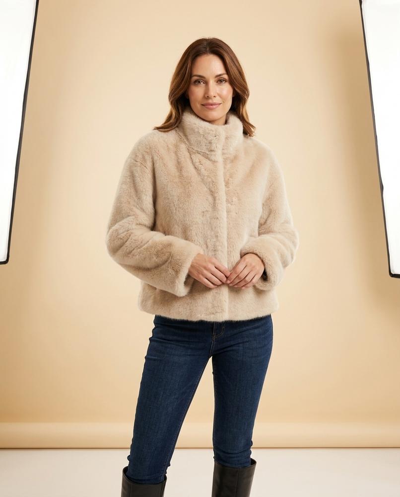 Madline24 - Zevan | Plüschig Hochgeschlossen Jacke Damen