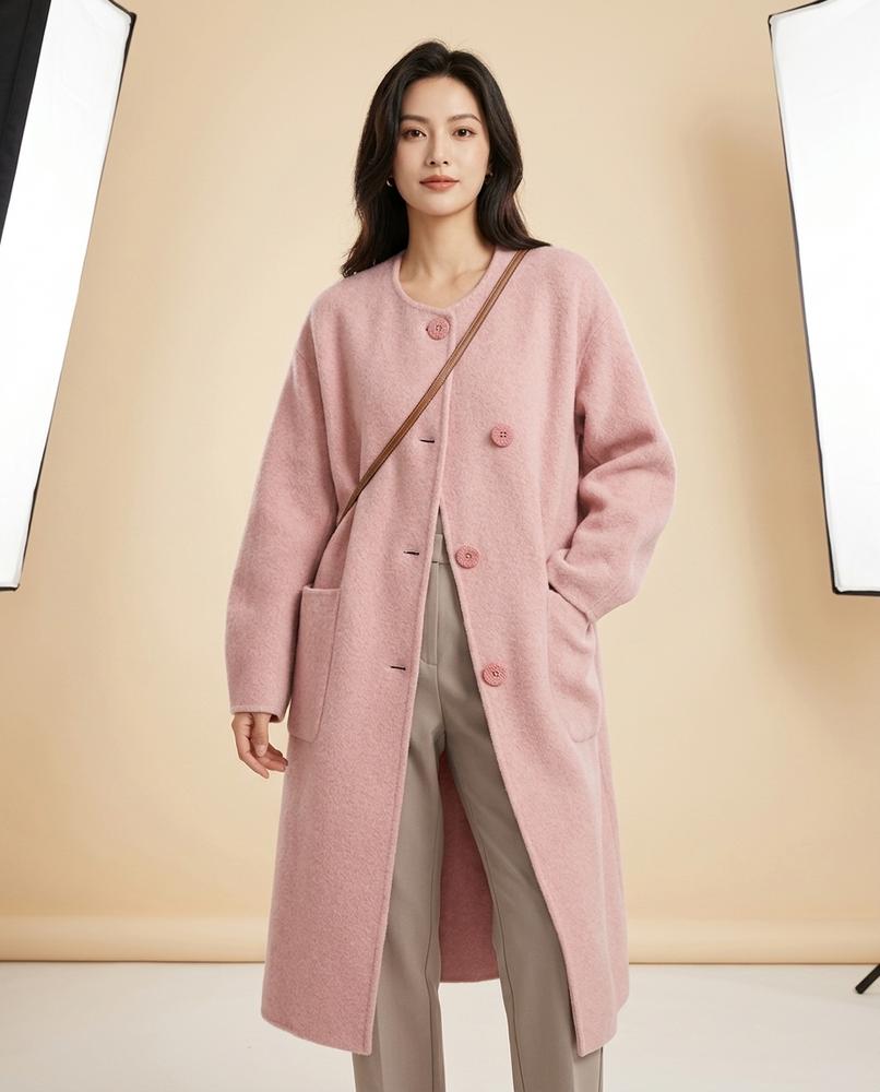 Madline24 - Lesen | Hochgeschlossener Asymmetrischer Mantel Damen