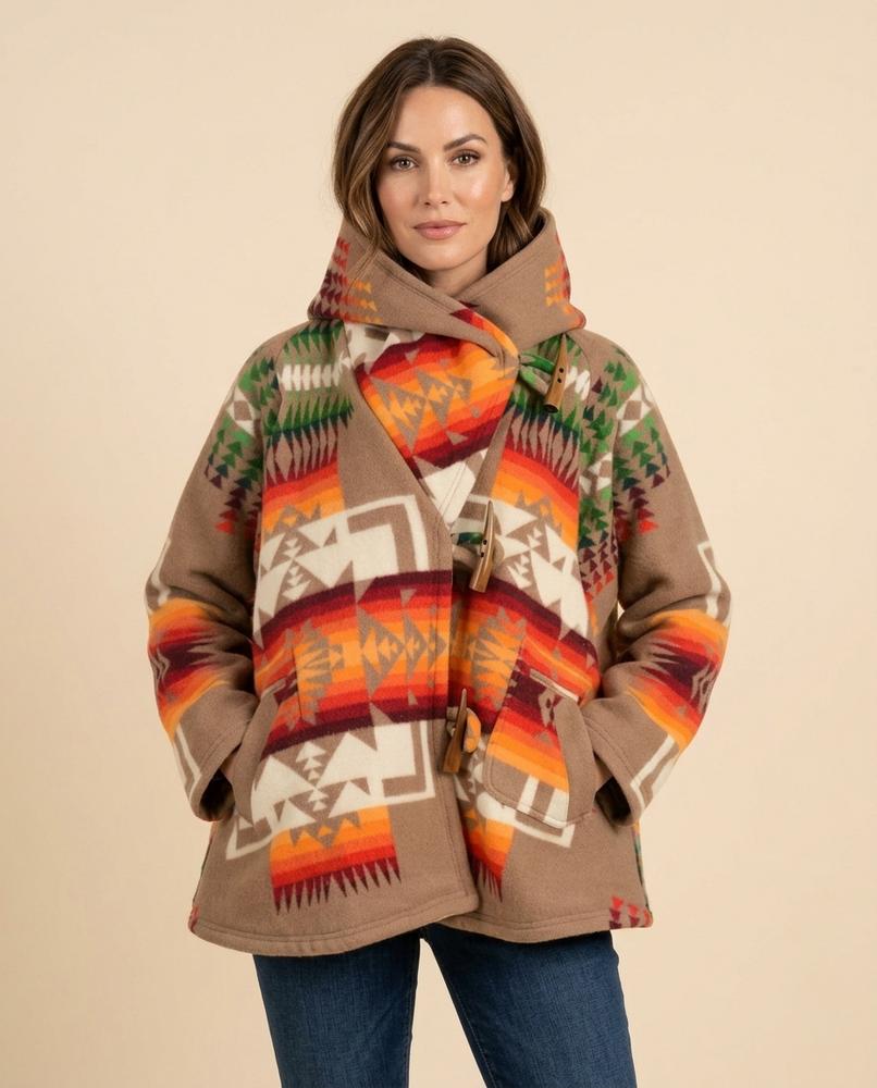 Madline24 - Zenal | Gemusterter Kapuzen Mantel Unisex