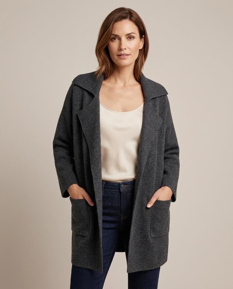 Madline24 - Rasen | Offener Locker Geschnittener Mantel Damen