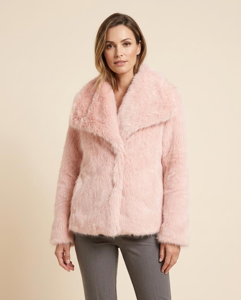 Madline24 - Vesel | Langhaarige Breitkragige Jacke Damen