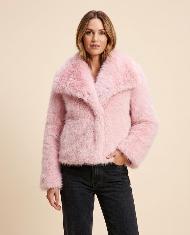 Madline24 - Vesel | Langhaarige Breitkragige Jacke Damen