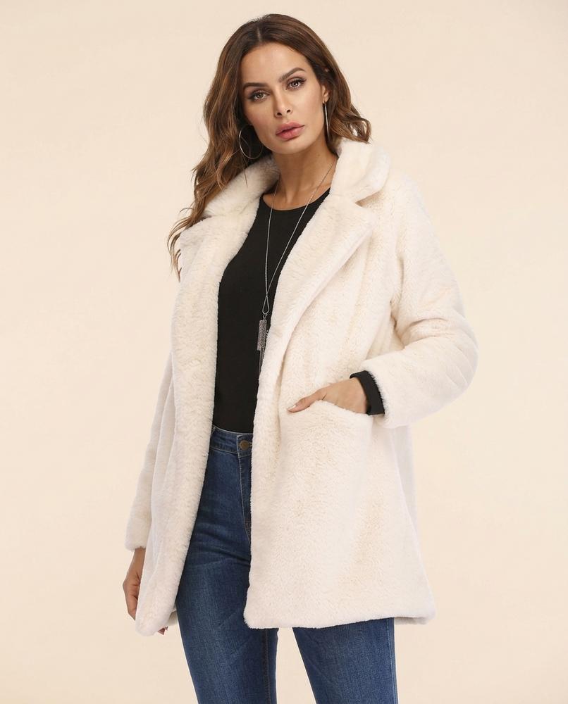 Madline24 - Cosel | Verschlussloser Flauschiger Mantel Damen