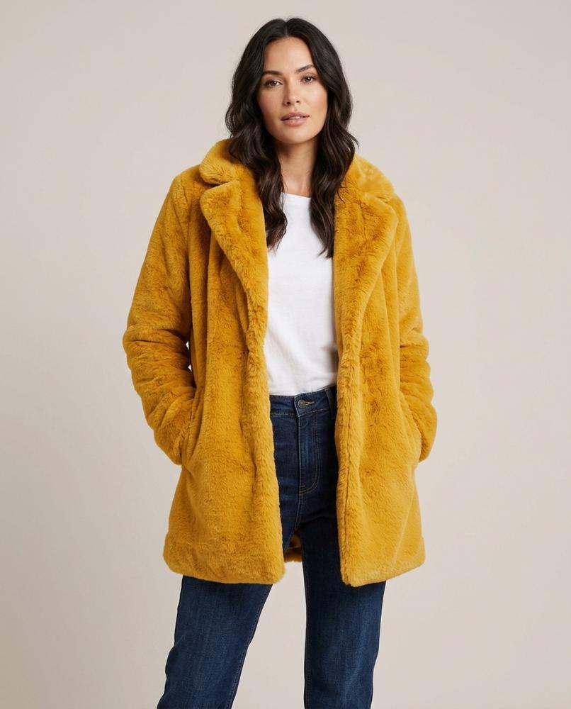 Madline24 - Cosel | Verschlussloser Flauschiger Mantel Damen