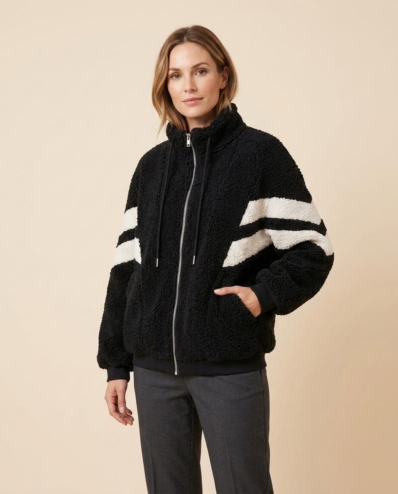 Madline24 - Tilar | Gestreifte Teddyfleece Jacke Unisex