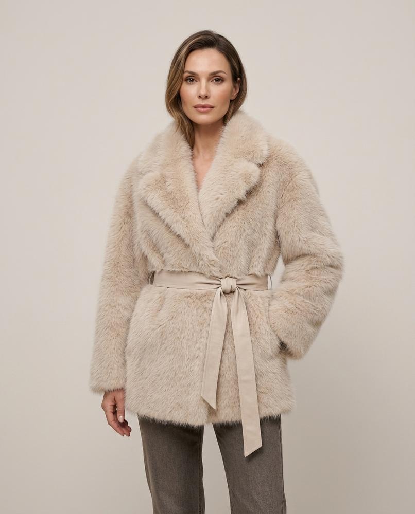 Madline24 - Minor | Gegürteter Langhaariger Mantel Damen