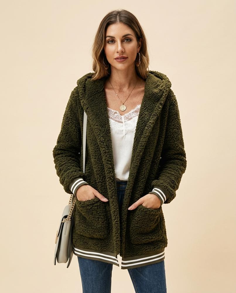 Madline24 - Velev | Flauschig Verschlusslos Jacke Damen
