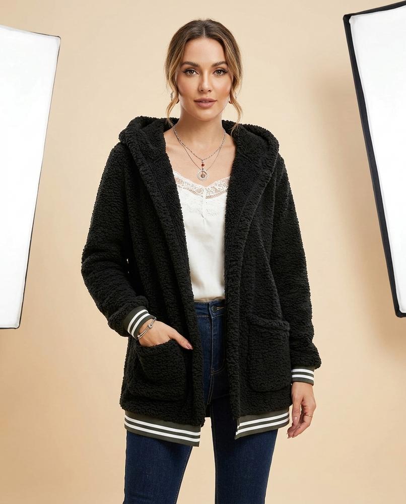 Madline24 - Velev | Flauschig Verschlusslos Jacke Damen