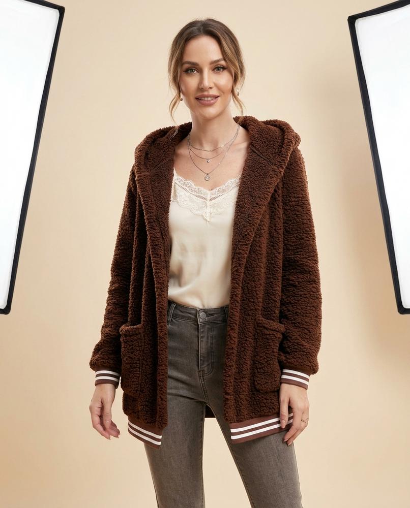 Madline24 - Velev | Flauschig Verschlusslos Jacke Damen