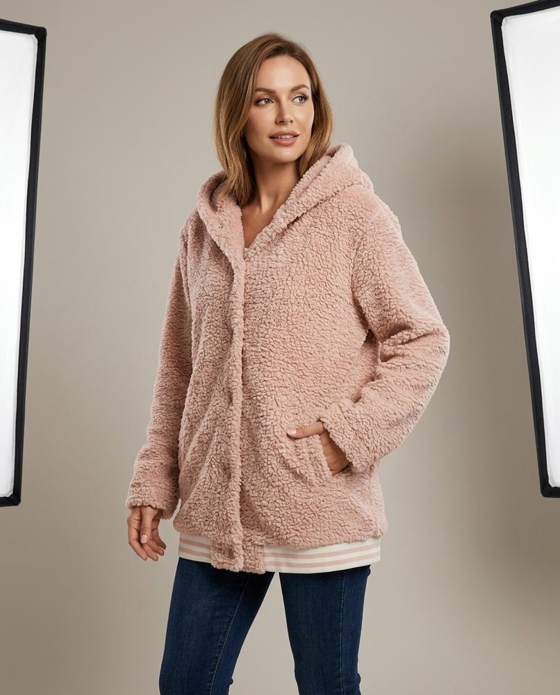 Madline24 - Velev | Flauschig Verschlusslos Jacke Damen