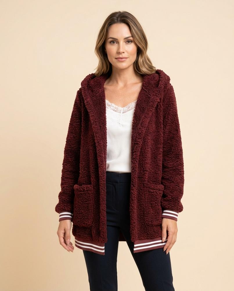 Madline24 - Velev | Flauschig Verschlusslos Jacke Damen