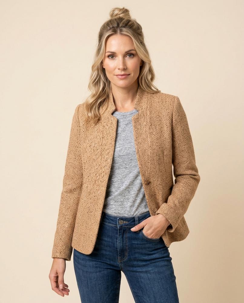 Madline24 - Colen | Strukturiert Kragenlos Mantel Damen