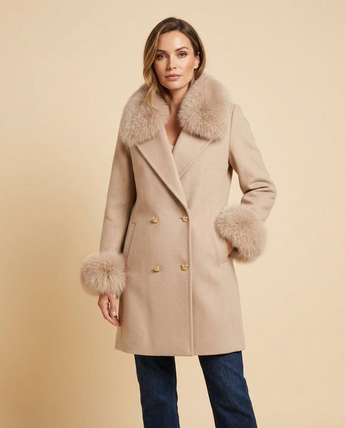 Madline24 - Dasel | Fellbesetzter Doppelreihiger Mantel Damen