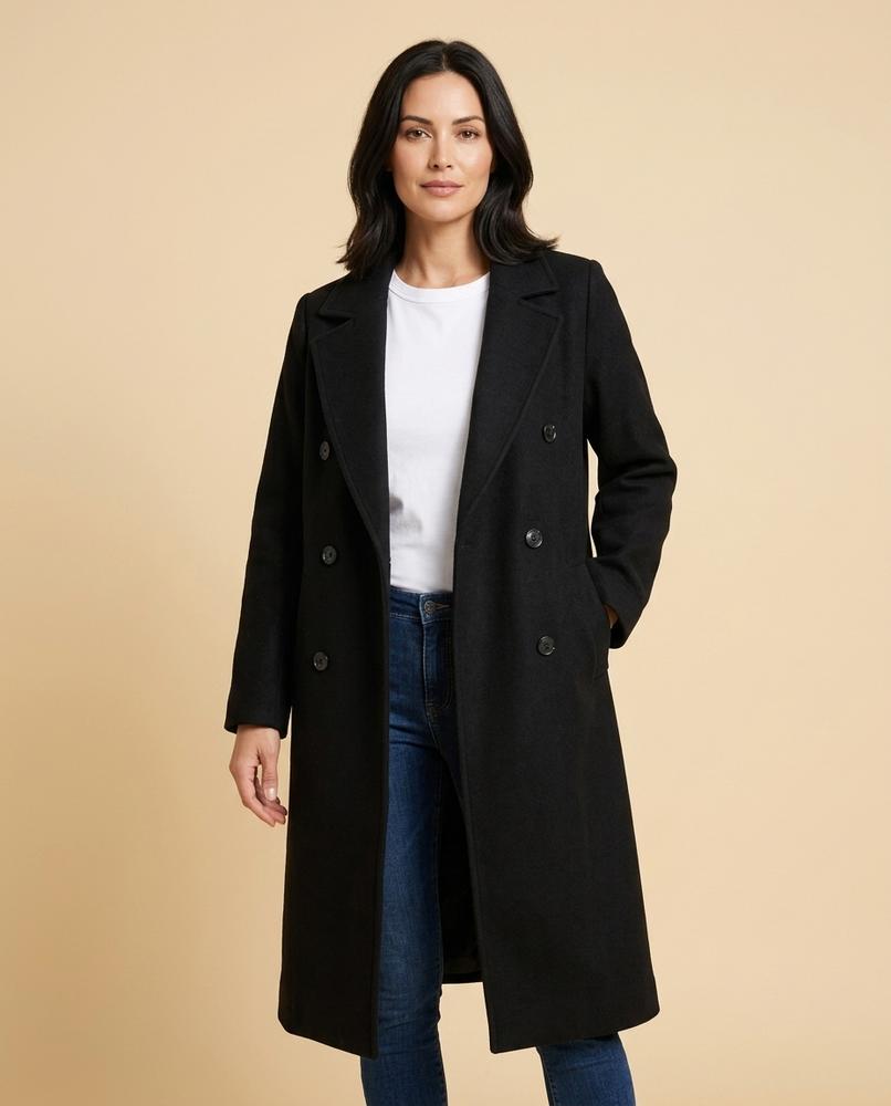 Madline24 - Vizan | Langer Einfarbiger Mantel Damen