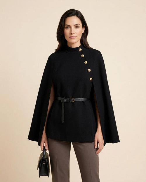 Madline24 - Camin | Asymmetrisch Hochgeschlossen Kleid Damen