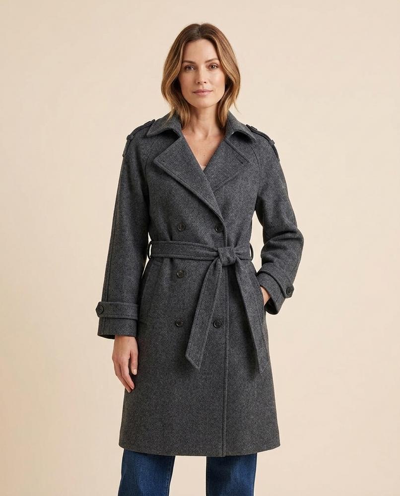 Madline24 - Tivel | Doppelreihig Gegürtet Mantel Damen