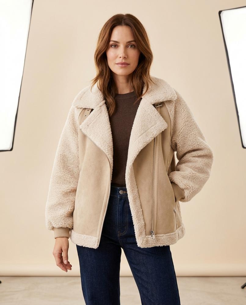 Madline24 - Zelev | Gefütterte Wildlederoptik Jacke Damen