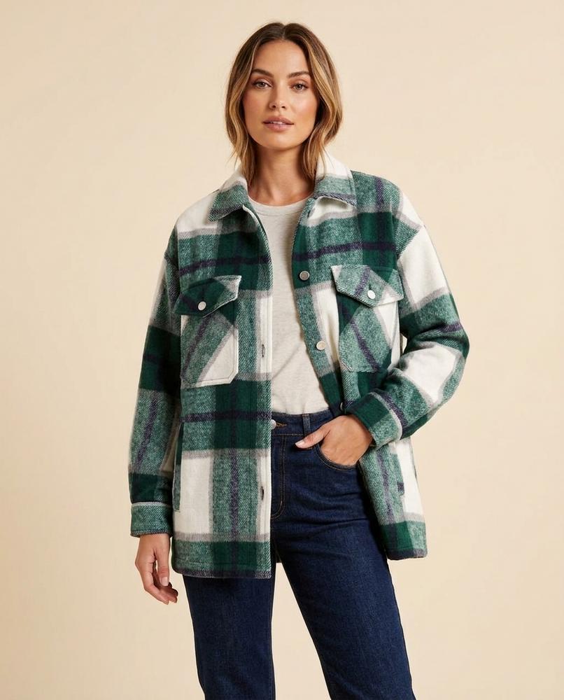 Madline24 - Sasan | Karierte Langärmlige Jacke Damen