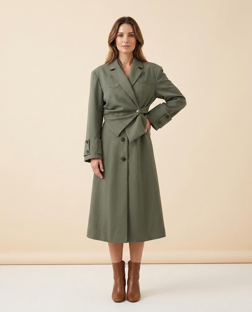 Madline24 - Zeron | Asymmetrischer Gewickelter Mantel Damen