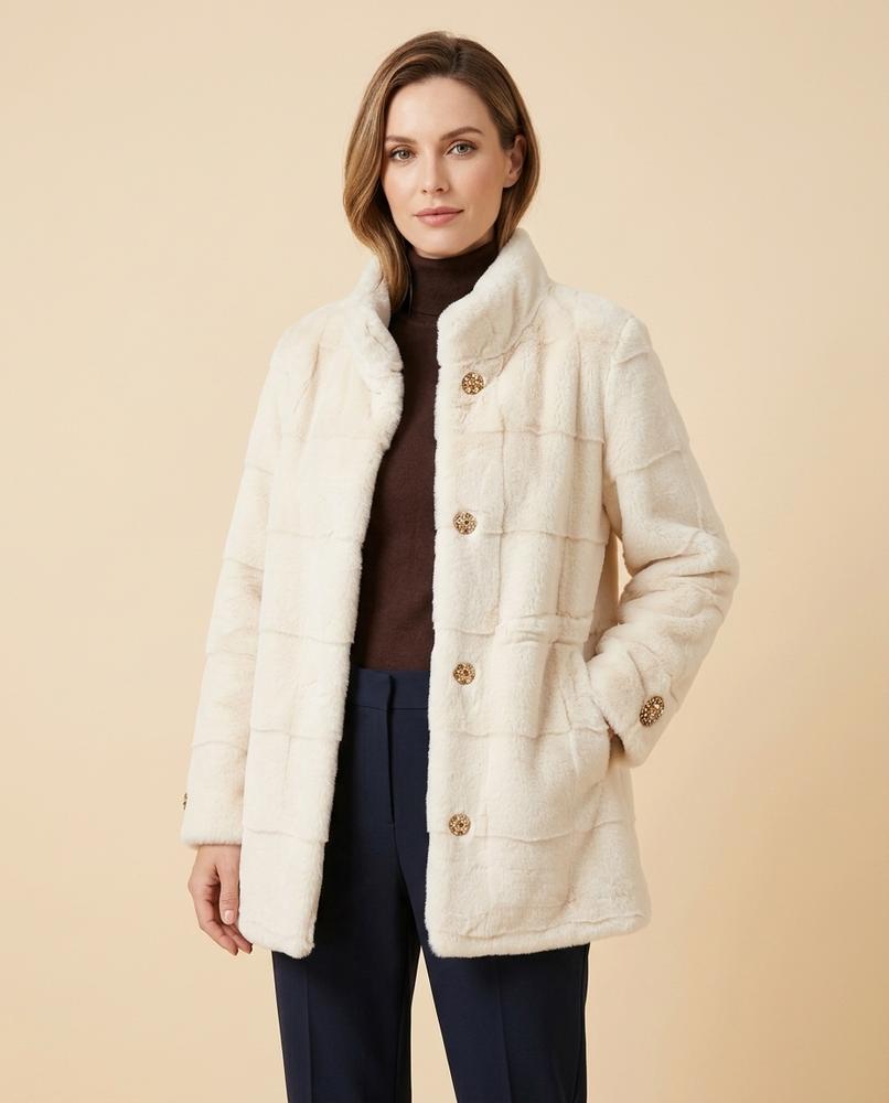 Madline24 - Salar | Plüschiger Verzierter Mantel Damen