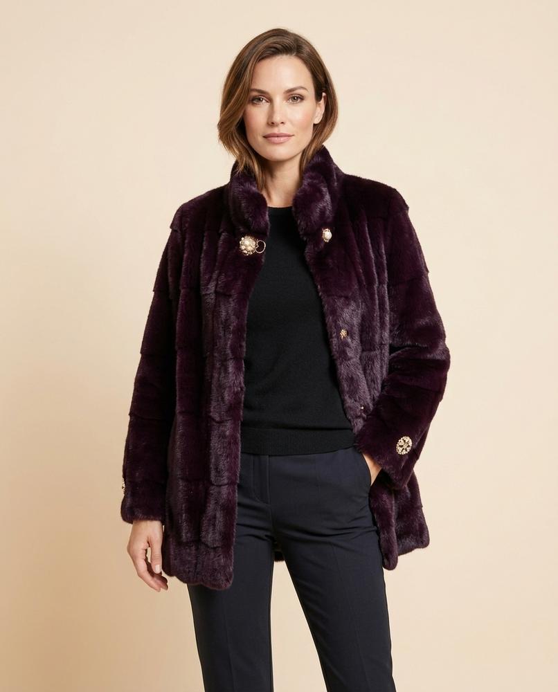 Madline24 - Salar | Plüschiger Verzierter Mantel Damen