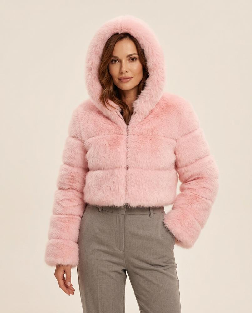 Madline24 - Vivin | Plüschig Kurz Geschnitten Jacke Damen