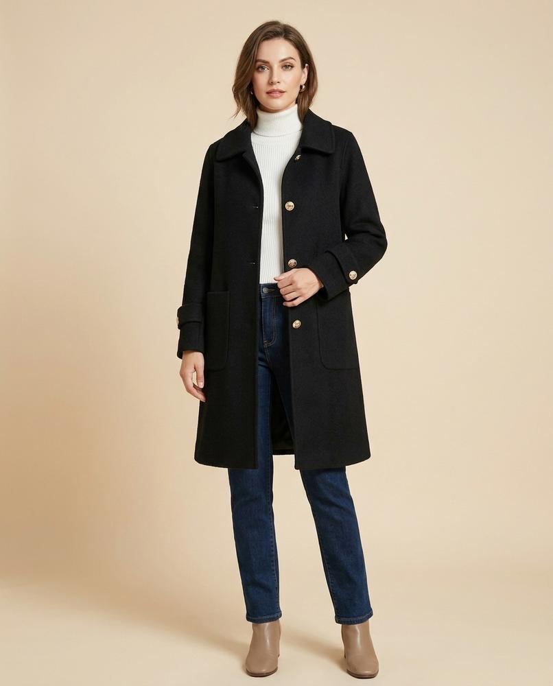 Madline24 - Maren | Einreihiger Woll Mantel Damen