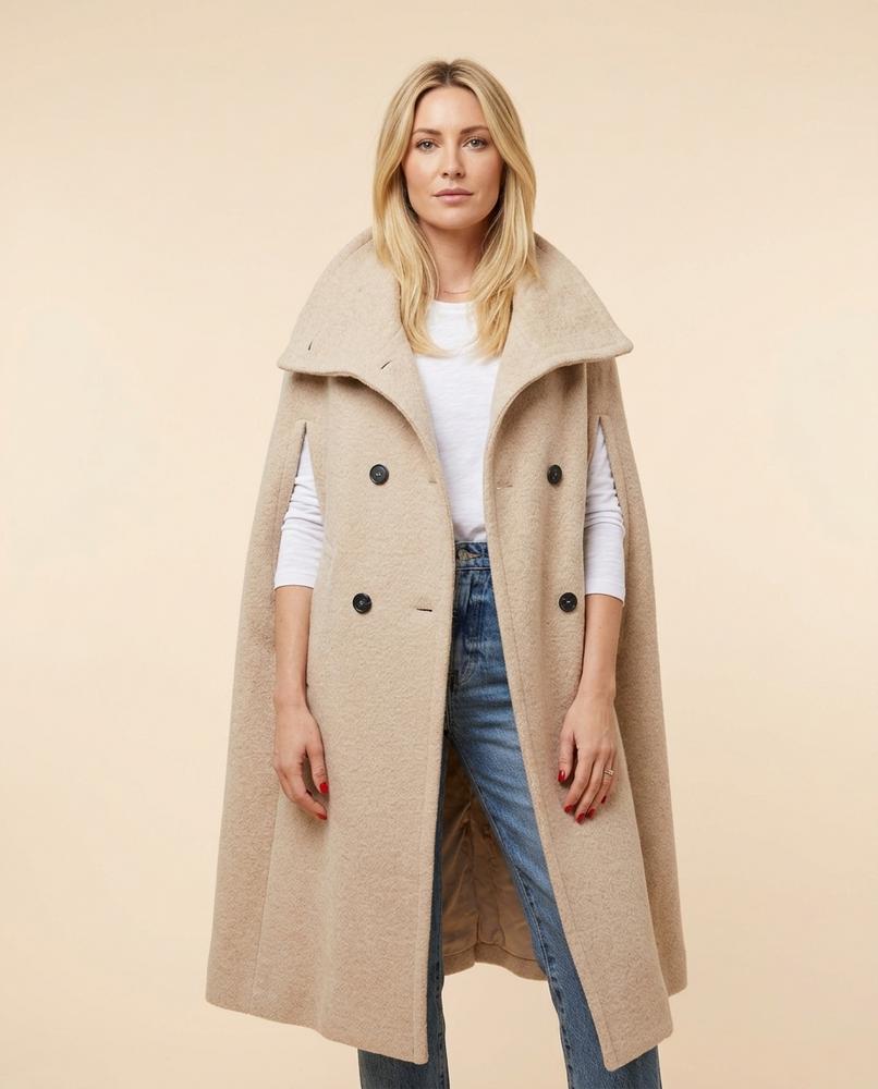 Madline24 - Vedan | Zweireihiger Gefütterter Mantel Damen
